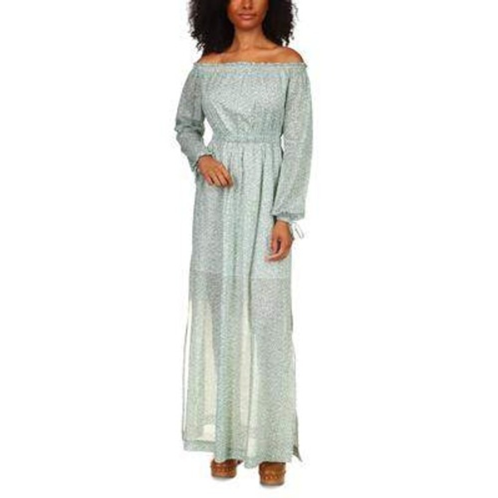 107. Michael Kors Women Ruffled Floral Off Shoulder Maxi Shift Dress size XXS